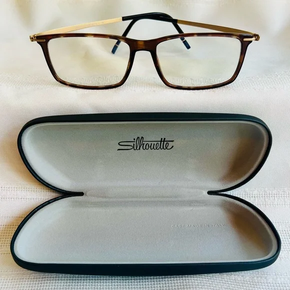 Silhouette Frames Men's Momentum‎ SPX 2921 6220 Havana Walnut/Gold 56-15-145 EUC
